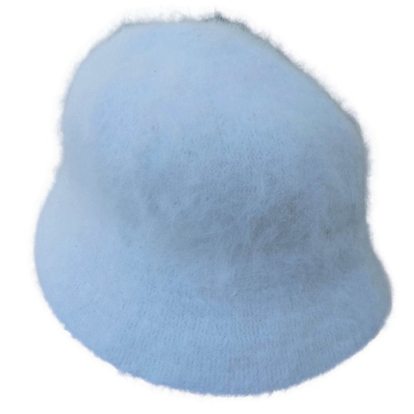 Angora Vintage 90s David & Young Nylon Bucket Hat Ivory Fuzzy Cecilia Collection - Picture 2 of 5